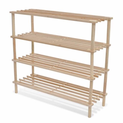 4-Tier Shoe Racks 2pcs Solid Fir Wood