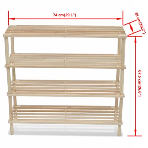 4-Tier Shoe Racks 2pcs Solid Fir Wood - Image 6