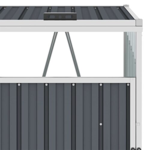 Triple Garbage Bin Shed Grey 213x81x121cm Steel - Image 4