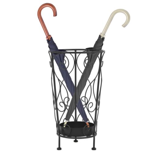 Umbrella Stand Vintage Style Metal 26x46cm Black - Image 3