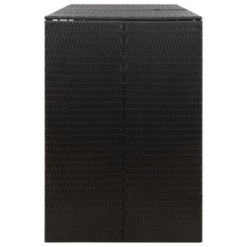 Triple Wheelie Bin Shed Black 207x80x117cm Poly Rattan - Image 5