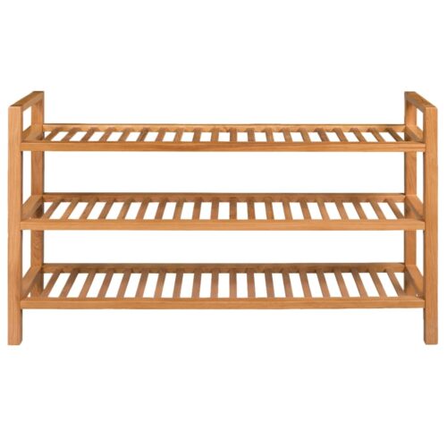 Shoe Rack with 3 Shelves 100x27x60cm Solid Oak Wood - Image 2