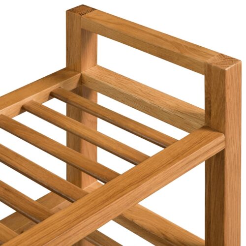 Shoe Rack with 3 Shelves 100x27x60cm Solid Oak Wood - Image 4