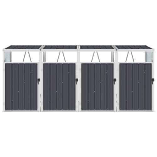 Quadruple Garbage Bin Shed Anthracite 286x81x121cm Steel - Image 2