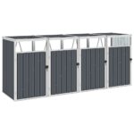 Quadruple Garbage Bin Shed Grey 286x81x121cm Steel