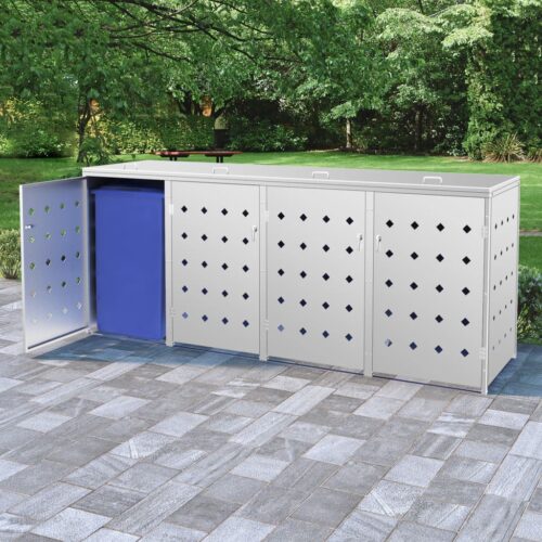 Quadruple Wheelie Bin Shed 240 L Stainless Steel - Image 10