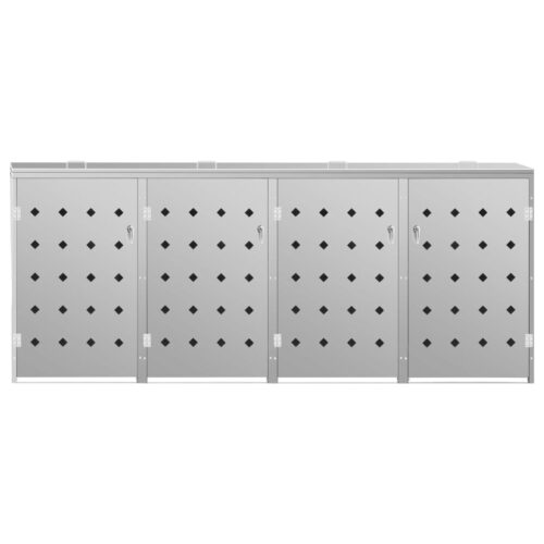 Quadruple Wheelie Bin Shed 240 L Stainless Steel - Image 3