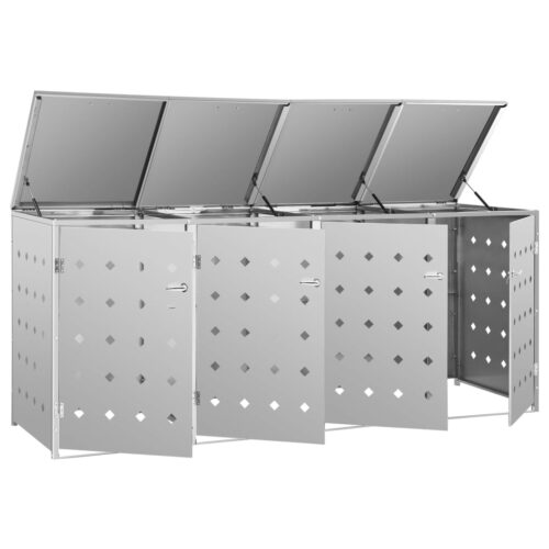 Quadruple Wheelie Bin Shed 240 L Stainless Steel - Image 8
