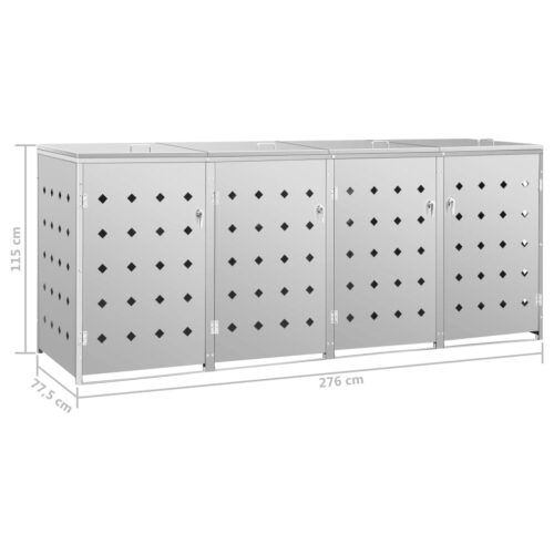Quadruple Wheelie Bin Shed 240 L Stainless Steel - Image 9