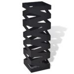 Black Square Umbrella Stand Storage Holder Walking Stick Steel 48.5cm