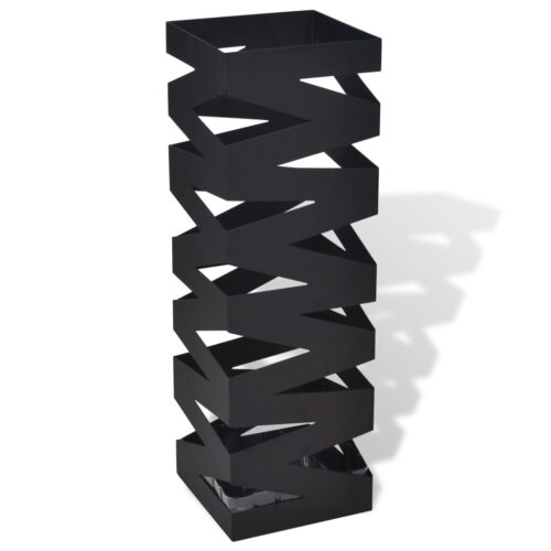Black Square Umbrella Stand Storage Holder Walking Stick Steel 48.5cm