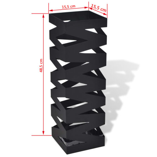 Black Square Umbrella Stand Storage Holder Walking Stick Steel 48.5cm - Image 5