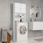 Washing Machine Cabinet White 64x25.5x190cm Engineered Wood