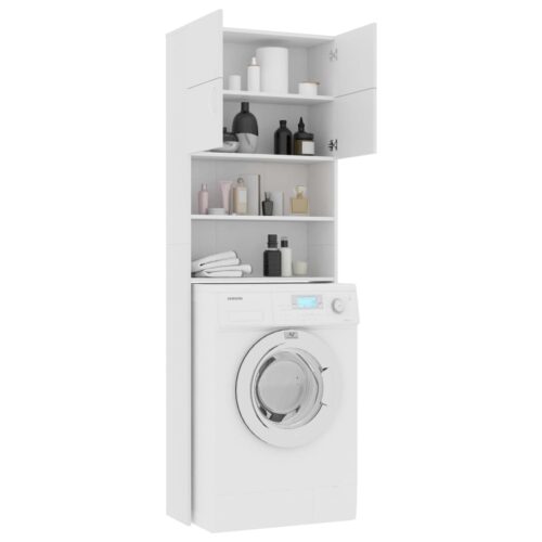 Washing Machine Cabinet White 64x25.5x190cm Engineered Wood - Image 4