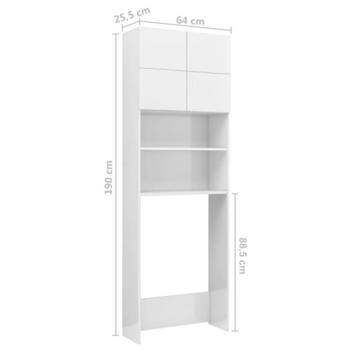 Washing Machine Cabinet White 64x25.5x190cm Engineered Wood - Image 8
