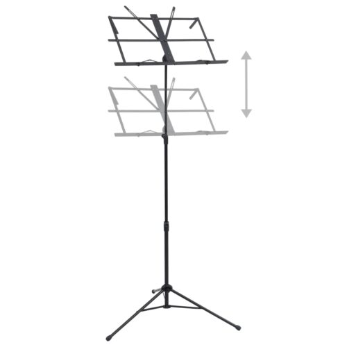 Music Book Stand Black Heavy Duty Steel Adjustable Height Sheet Holder 66-130cm - Image 2