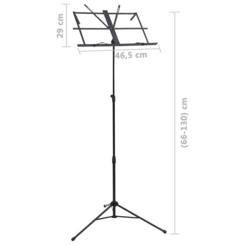 Music Book Stand Black Heavy Duty Steel Adjustable Height Sheet Holder 66-130cm - Image 9