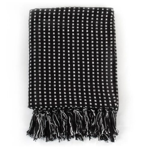 Throw Cotton Squares 125x150cm Black - Image 2
