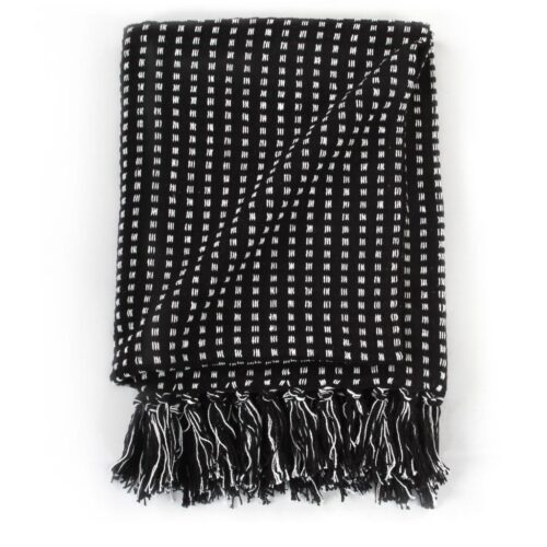 Throw Cotton Squares 125x150cm Black - Image 3