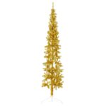 Slim Artificial Half Christmas Tree with Stand Gold 210cm