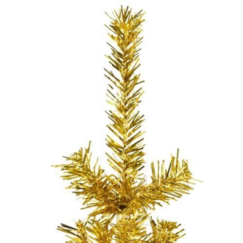Slim Artificial Half Christmas Tree with Stand Gold 210cm - Image 4