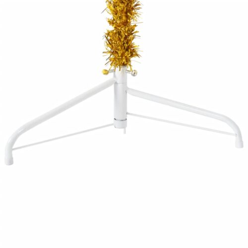 Slim Artificial Half Christmas Tree with Stand Gold 210cm - Image 5
