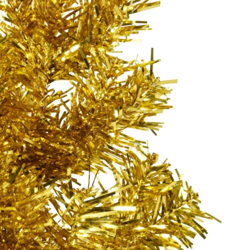 Slim Artificial Half Christmas Tree with Stand Gold 210cm - Image 6
