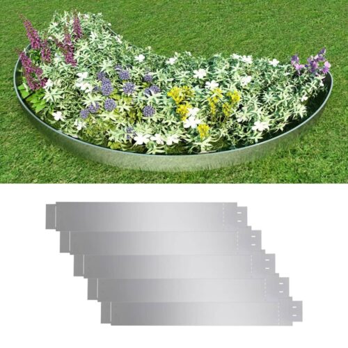 Set of 5 Flexible Lawn Fence Galvanised Steel 100 x 14cm