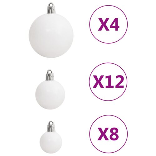 111-Piece Christmas Bauble Set White Grey Polystyrene - Image 8