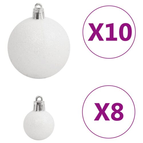 111-Piece Christmas Bauble Set White Grey Polystyrene - Image 9