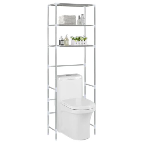 3-Tier Storage Rack over Toilet Silver 53x28x169cm