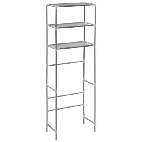 3-Tier Storage Rack over Toilet Silver 53x28x169cm - Image 2