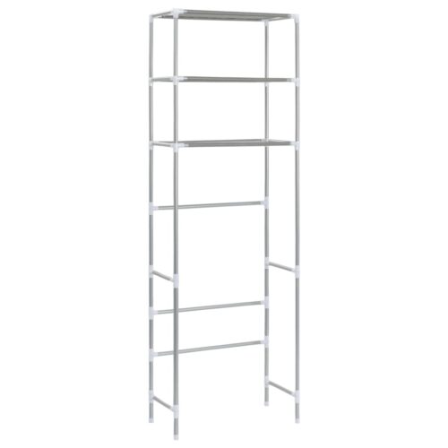 3-Tier Storage Rack over Toilet Silver 53x28x169cm - Image 4