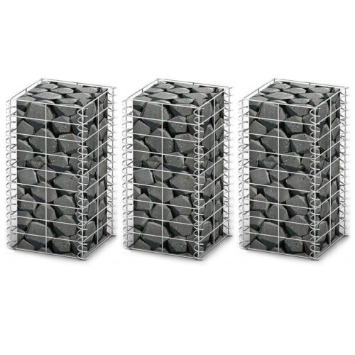 Gabion Set 3pcs Galvanised Wire 25x25x50cm