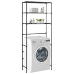 3-Tier Storage Rack over Laundry Machine Black 69x28x169cm