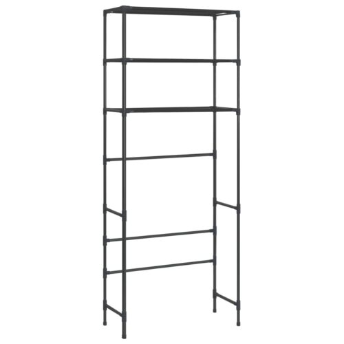 3-Tier Storage Rack over Laundry Machine Black 69x28x169cm - Image 5