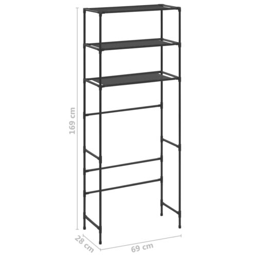 3-Tier Storage Rack over Laundry Machine Black 69x28x169cm - Image 8
