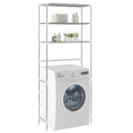 3-Tier Storage Rack over Laundrymachine Silver 69x28x169cm