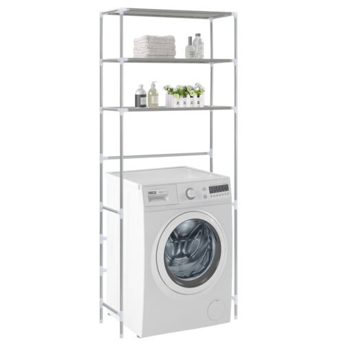 3-Tier Storage Rack over Laundrymachine Silver 69x28x169cm