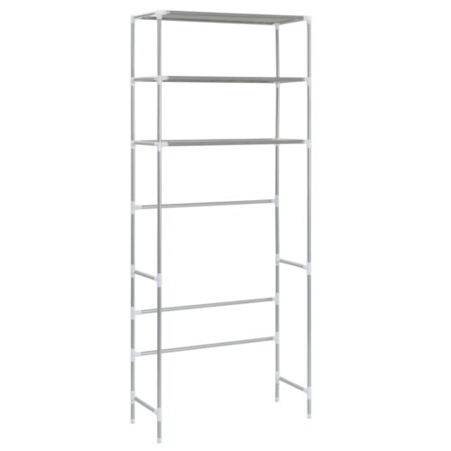 3-Tier Storage Rack over Laundrymachine Silver 69x28x169cm - Image 4