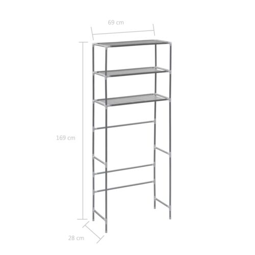 3-Tier Storage Rack over Laundrymachine Silver 69x28x169cm - Image 8