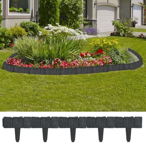 Plastic Garden / Lawn Fence Stone Look 41pcs 10m