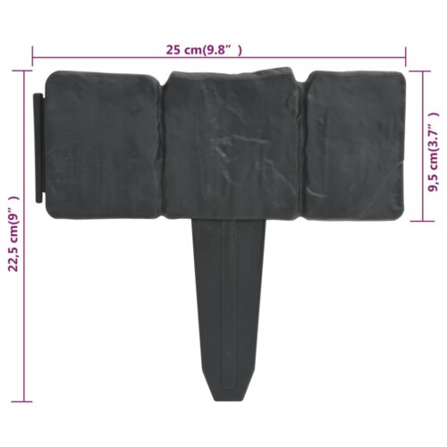 Plastic Garden / Lawn Fence Stone Look 41pcs 10m - Image 5