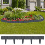 Lawn Fence Stone Look 41pcs Plastic 10 m