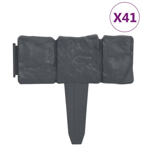 Lawn Fence Stone Look 41pcs Plastic 10 m - Image 2