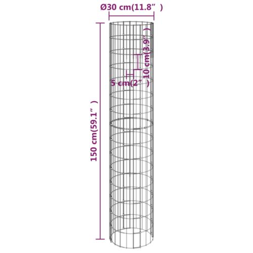 Circular Gabion Pole Galvanised Steel 30x150cm - Image 6