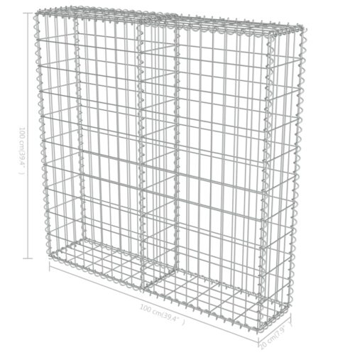 Gabion Wall with Covers Galvanised Steel 100x20x100cm - Image 6