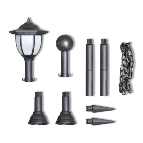 Chain Fence with Solar Lights Two LED Lamps Two Poles - Image 3