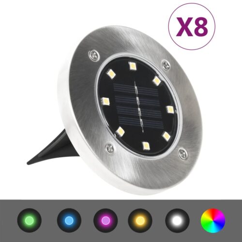 Solar Ground Lights 8pcs LED Lights RGB Colour