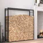 Steel Firewood Rack Log Holder Timber Kindling Lumber Carrier Storage Black
